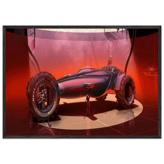 Syd Mead N6 - Syd Mead 70x100 cm / 28x40 inches Framed Art Print – Black Wooden Frame