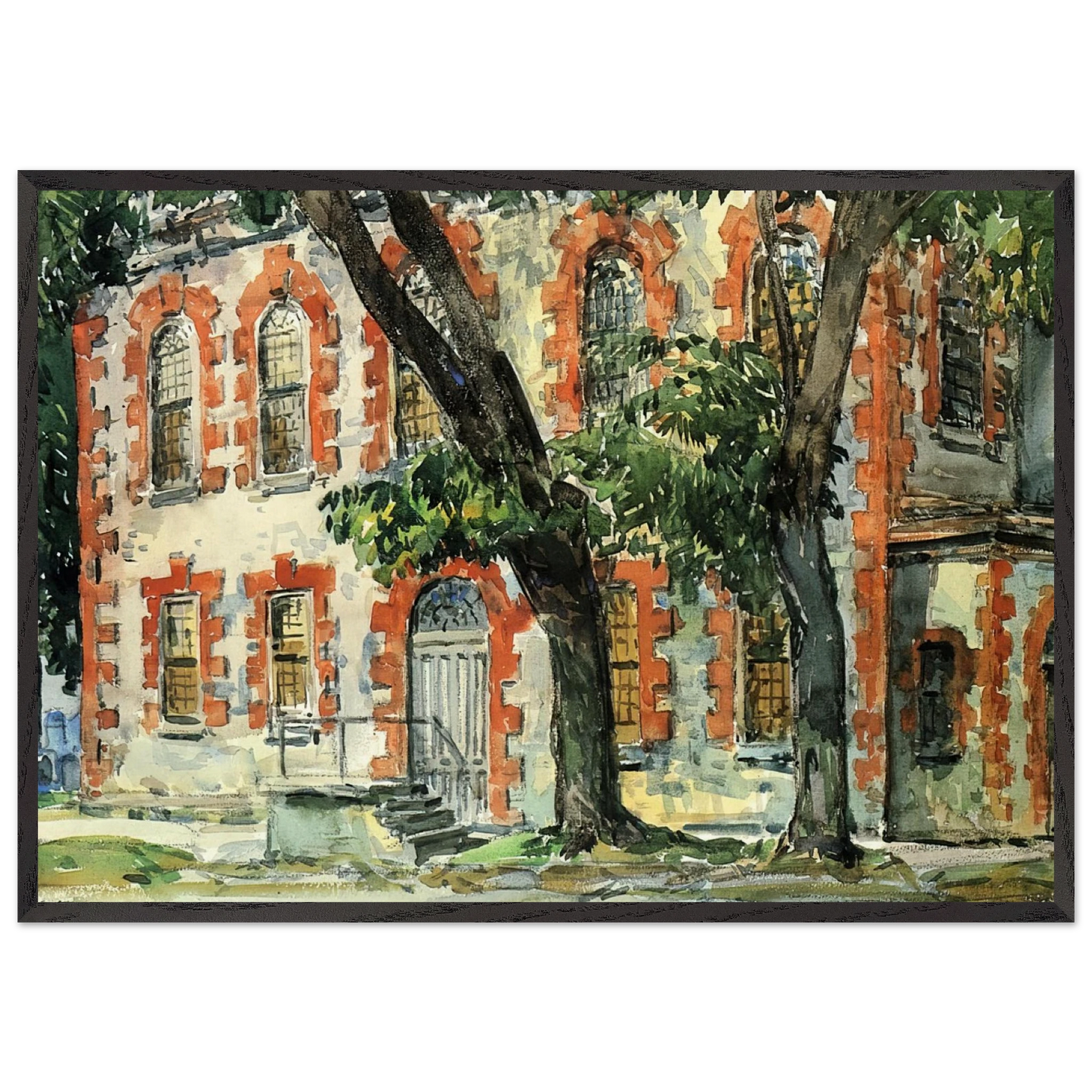Old Dutch Building Fishkill New York - Childe Hassam 70x100 cm / 28x40 inches Framed Art Print – Black Wooden Frame
