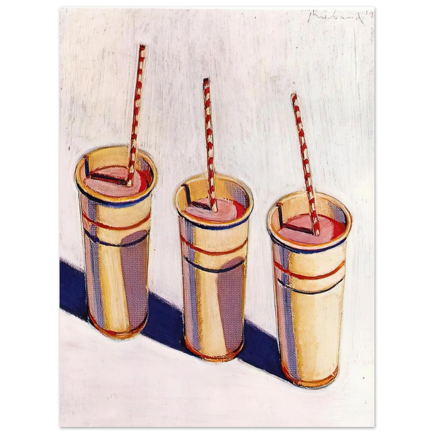 Wayne Thiebaud - Three Strawberry Shakes - 1964 Wall Art - 21x29.7 cm / 8x12" - Fine Art Poster - -