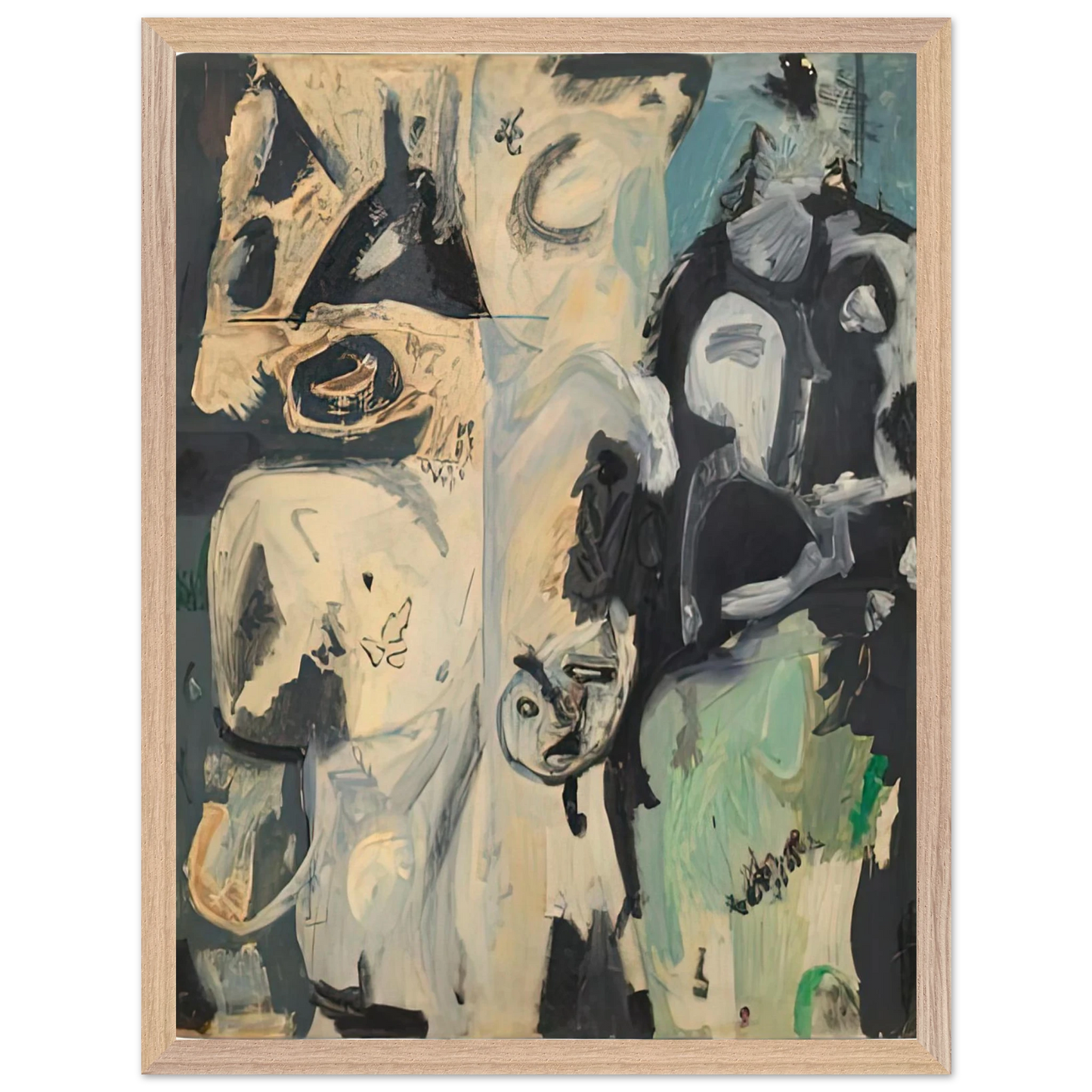 Helen Frankenthaler - Untitled, 1950- Wall Art - 60x80 cm / 24x32 inches - Premium Wooden Framed Poster With Fine Art Paper-canvas - Black frame