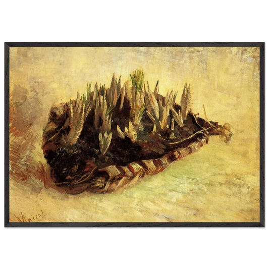 Still Life with a Basket of Crocuses - Vincent van Gogh 70x100 cm / 28x40 inches Framed Art Print – Black Wooden Frame