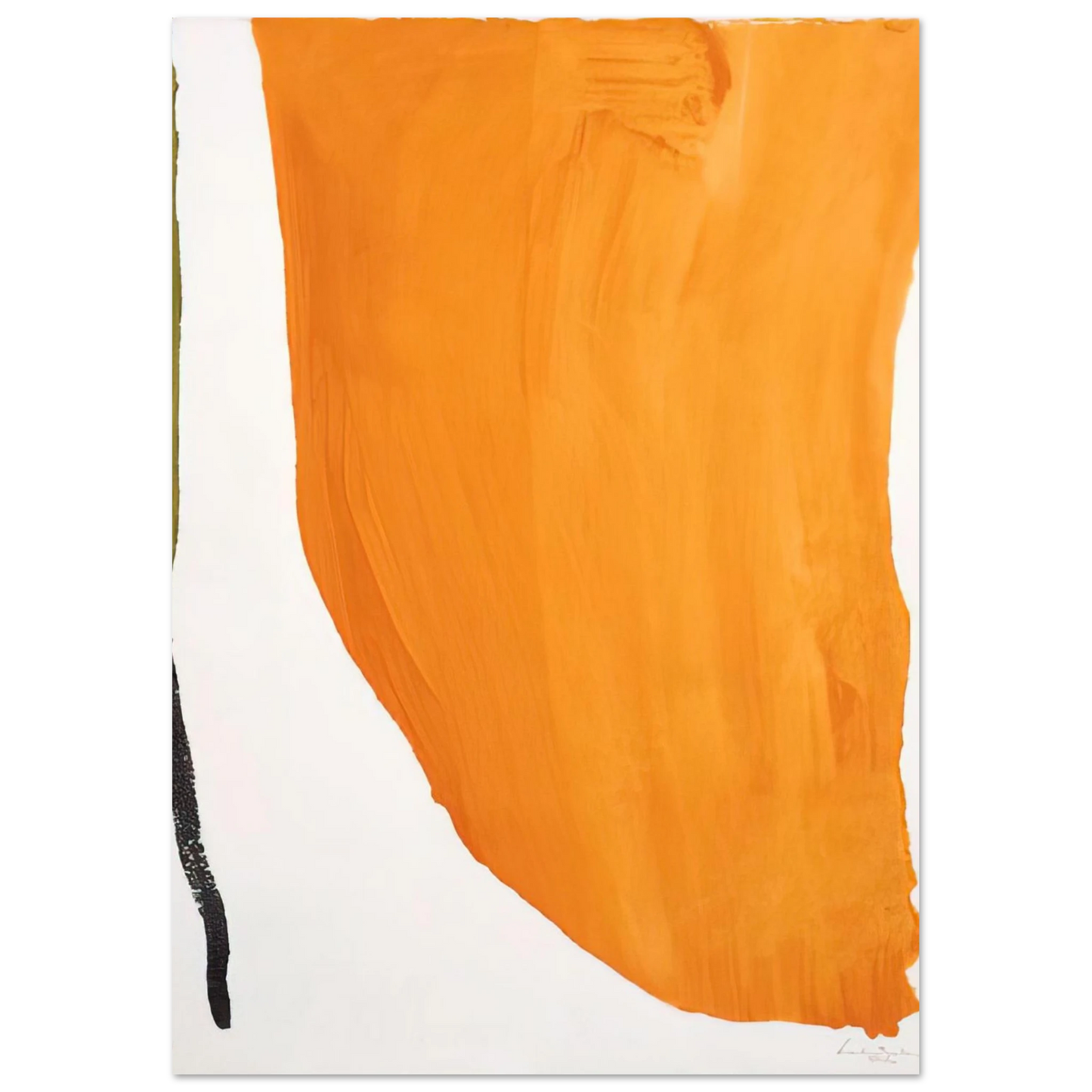 Helen Frankenthaler - Orange Downpour - 1970 Wall art - 60x80 cm / 24x32 inches - Premium Wooden Framed Poster With Fine Art Paper-canvas - Black frame