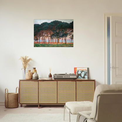 Under the Pine Trees at the End of the Day - claude monet Brushed Aluminum Print - 70x100 cm / 28x40 inches | claude monet Aluminum Print | claude monet Prints