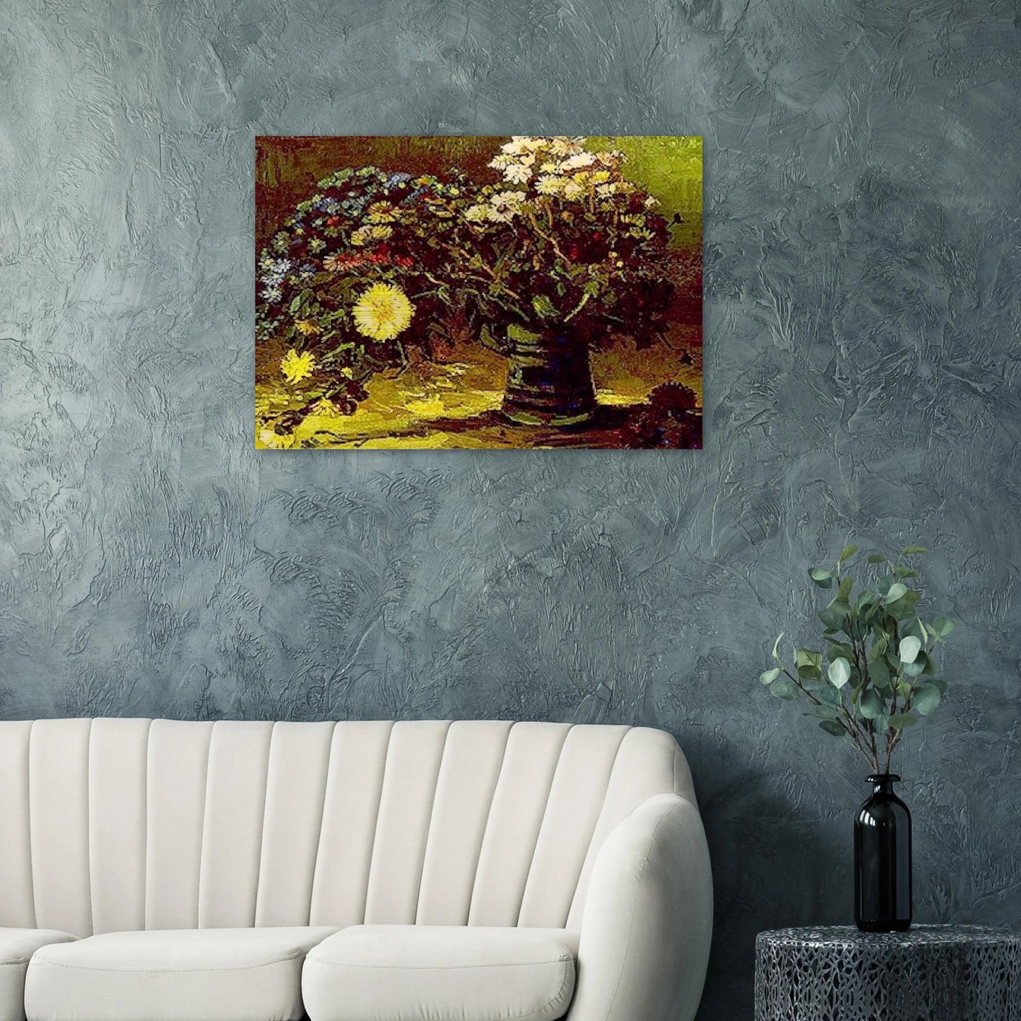 Vase with Daisies - Vincent van Gogh Brushed Aluminum Print - 70x100 cm / 28x40 inches | Vincent van Gogh Aluminum Print | Vincent van Gogh Prints