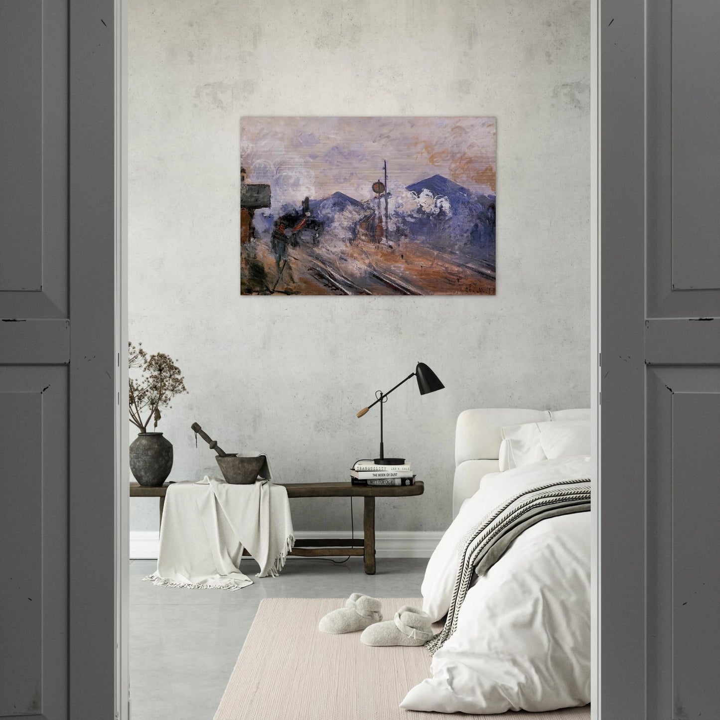 Saint-Lazare Station, Track Coming out - claude monet Brushed Aluminum Print - 70x100 cm / 28x40 inches | claude monet Aluminum Print | claude monet Prints