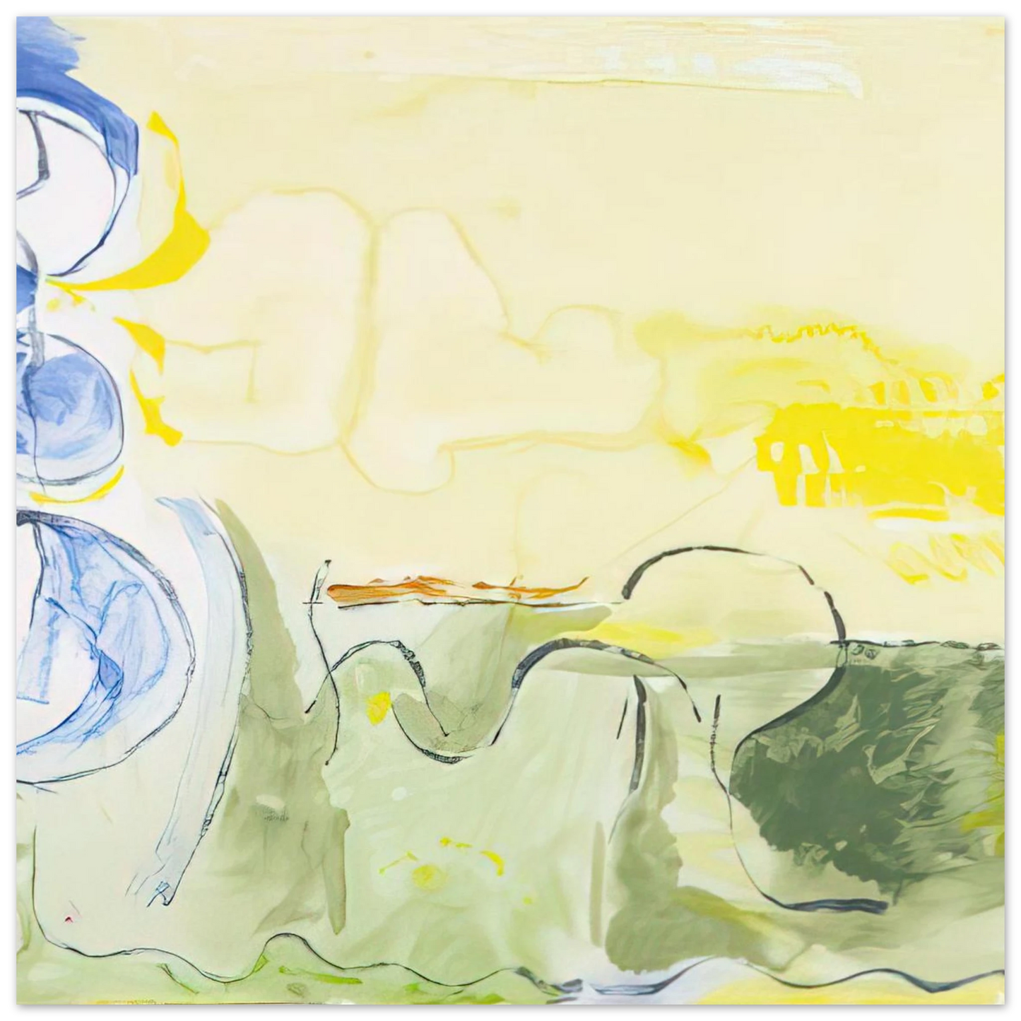 Helen Frankenthaler - Flotilla - 2006 Wall art - 28x43  cm / XL (11x17 inches) - Premium Wooden Framed Poster With Fine Art Paper-canvas - Wood frame