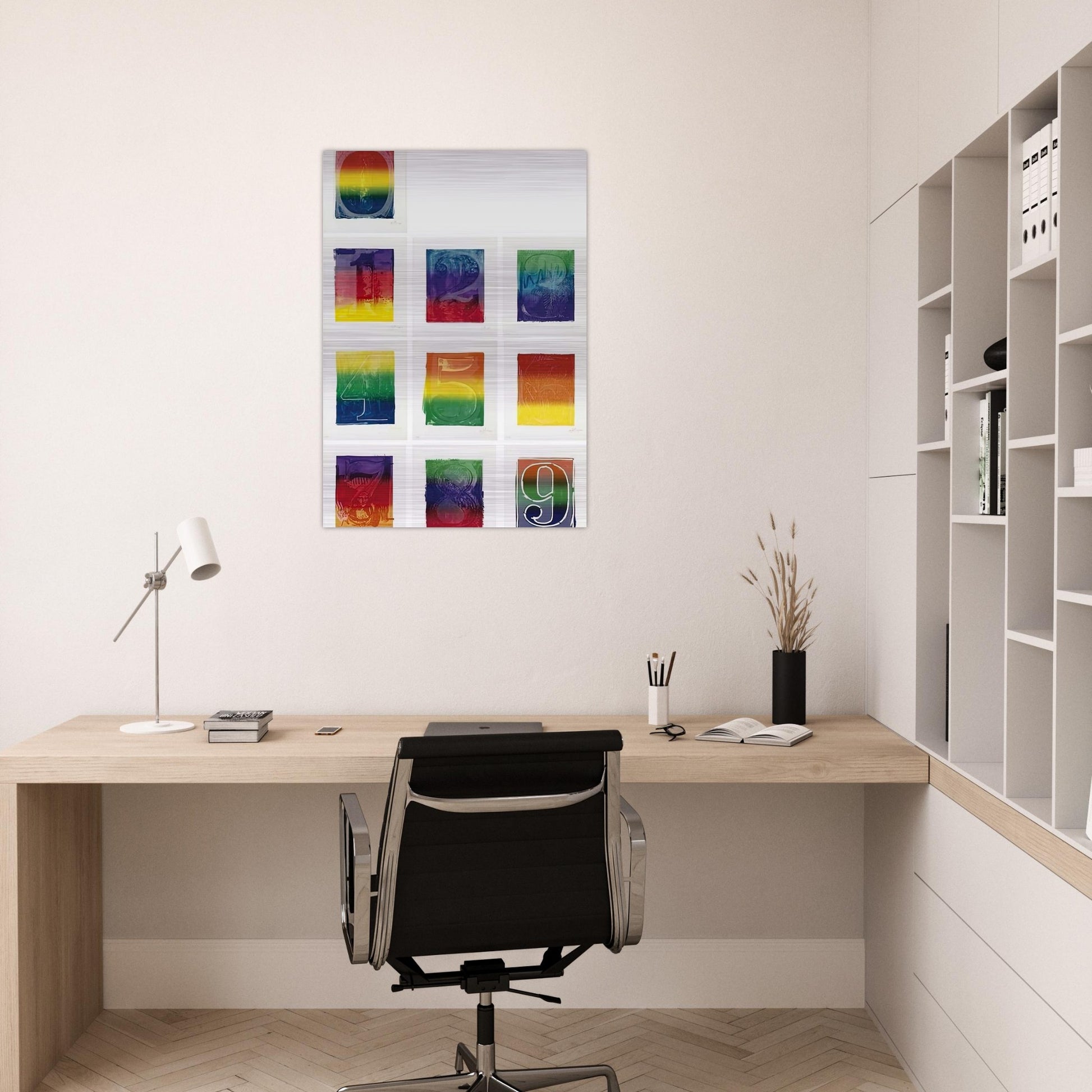 COLOR NUMERAL SERIES ULAE 59 68 1969 - Jasper Johns Brushed Aluminum Print - 70x100 cm / 28x40 inches | Jasper Johns Aluminum Print | Jasper Johns Prints
