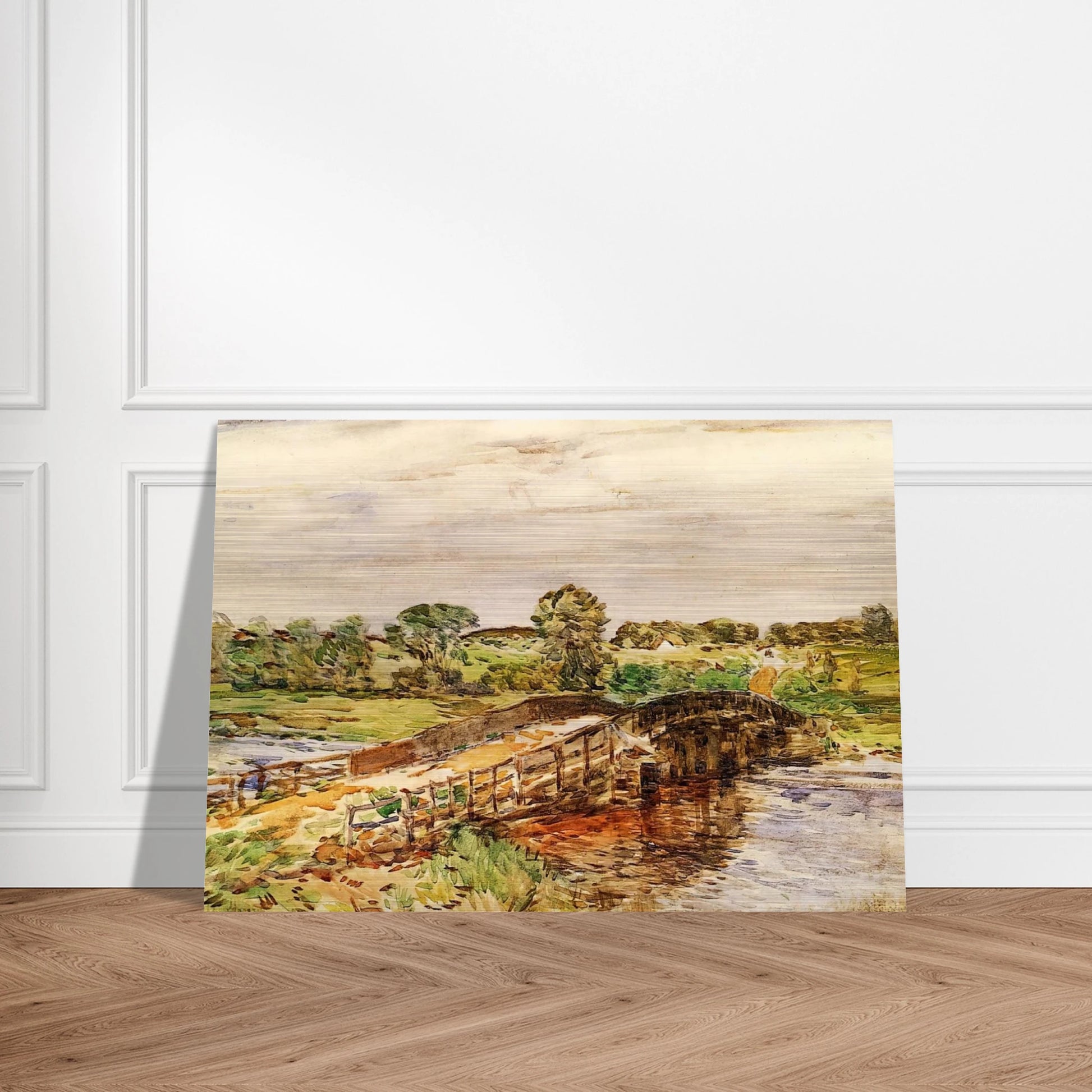 Bridge at Old Lyme 02 - Childe Hassam Brushed Aluminum Print - 70x100 cm / 28x40 inches | Childe Hassam Aluminum Print | Childe Hassam Prints