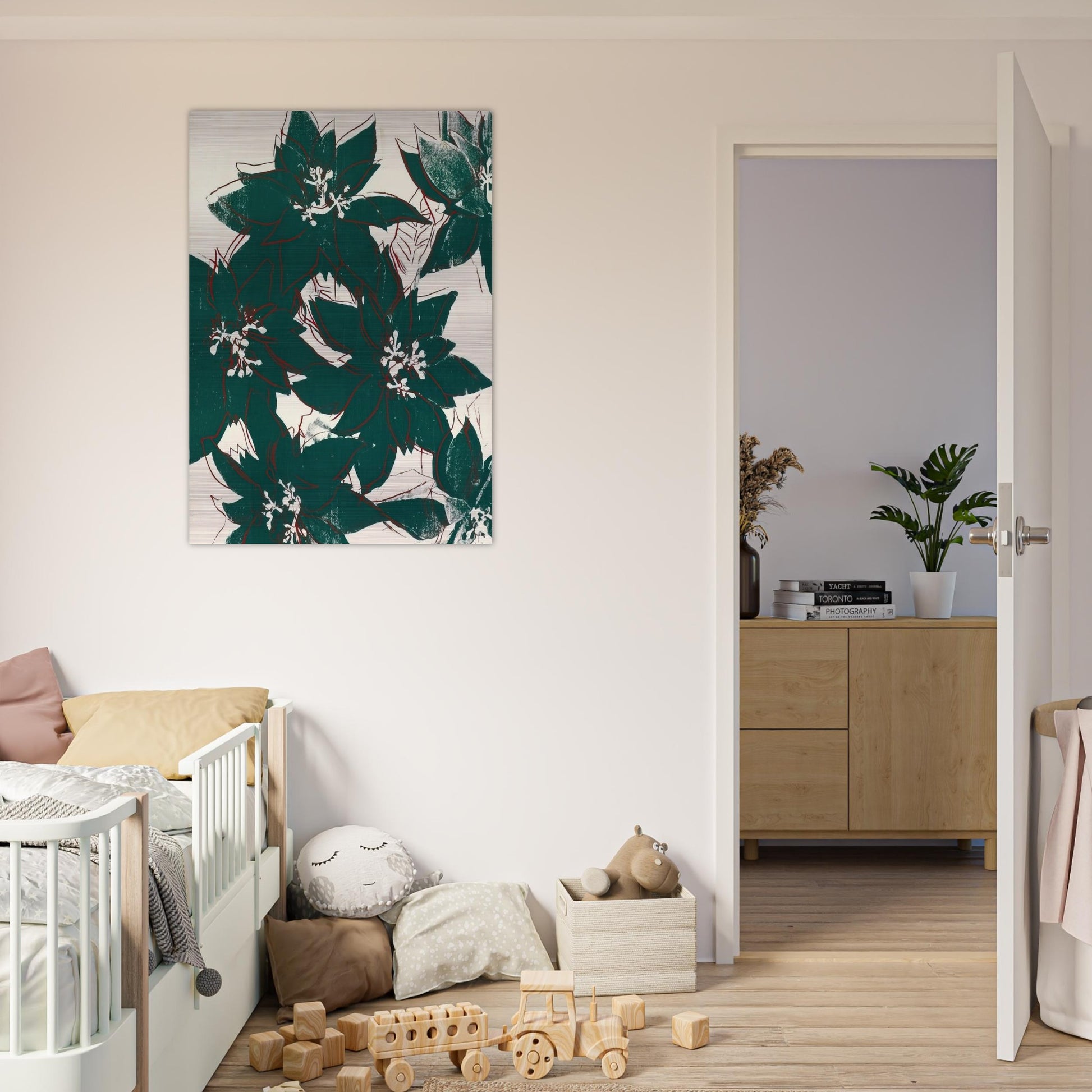 Poinsetta - Andy Warhol Brushed Aluminum Print - 70x100 cm / 28x40 inches | Andy Warhol Aluminum Print | Andy Warhol Prints