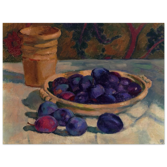 Theo van Rysselberghe - STILL LIFE WITH PLUMS 1926  75x100 cm / 30x40inches Fine Art Poster
