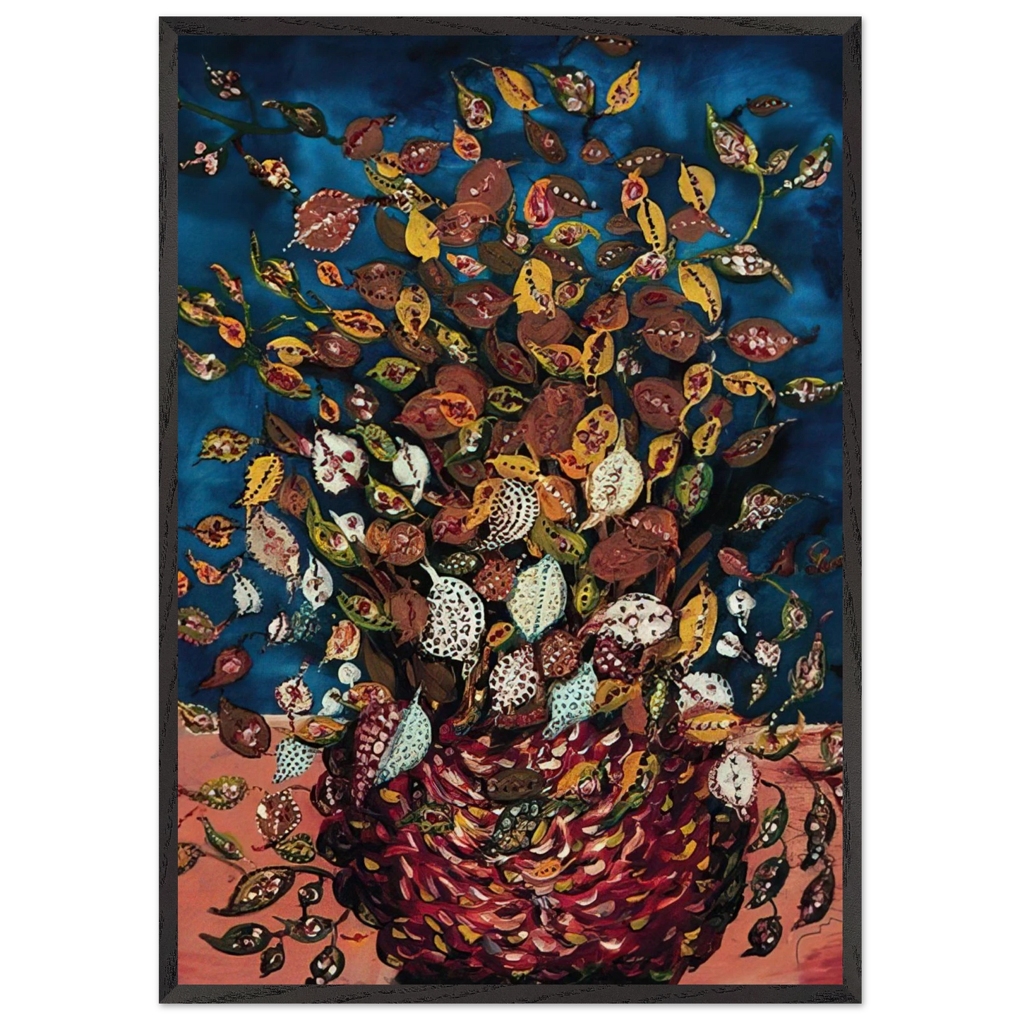 Le Bouquet de Feuilles - Naive Art Primitivism - Seraphine Louis 70x100 cm / 28x40 inches Framed Art Print – Black Wooden Frame