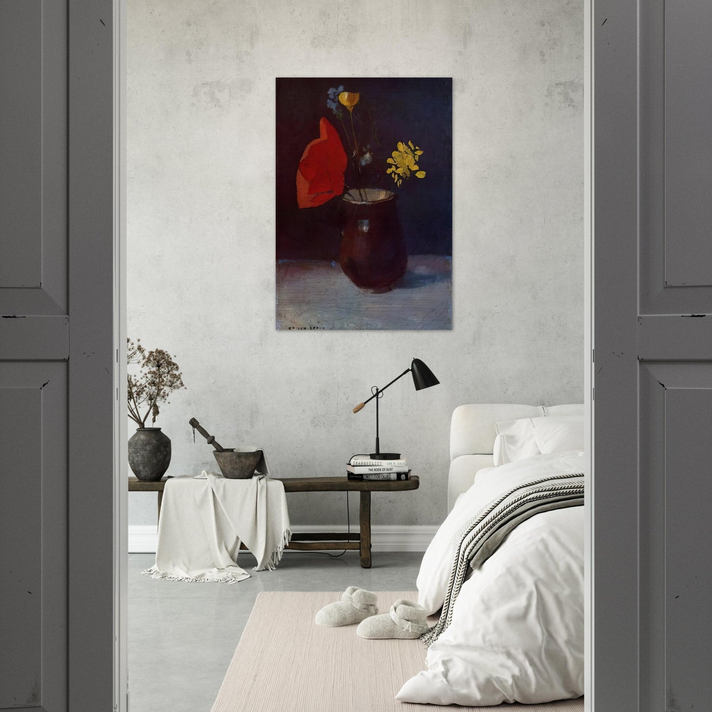 PITCHER OF FLOWERS - Odilon Redon Brushed Aluminum Print - 70x100 cm / 28x40 inches | Odilon Redon Aluminum Print | Odilon Redon Prints
