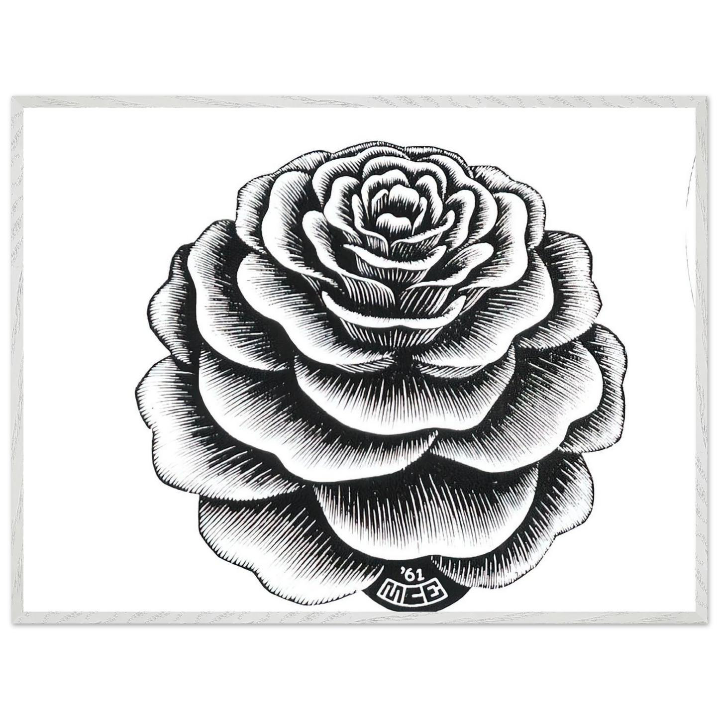 MC Escher - FLOWER 1 Wall Art - 30x40 cm / 12x16 inches - Premium Wooden Framed Poster With Fine Art Paper-canvas - Wood frame
