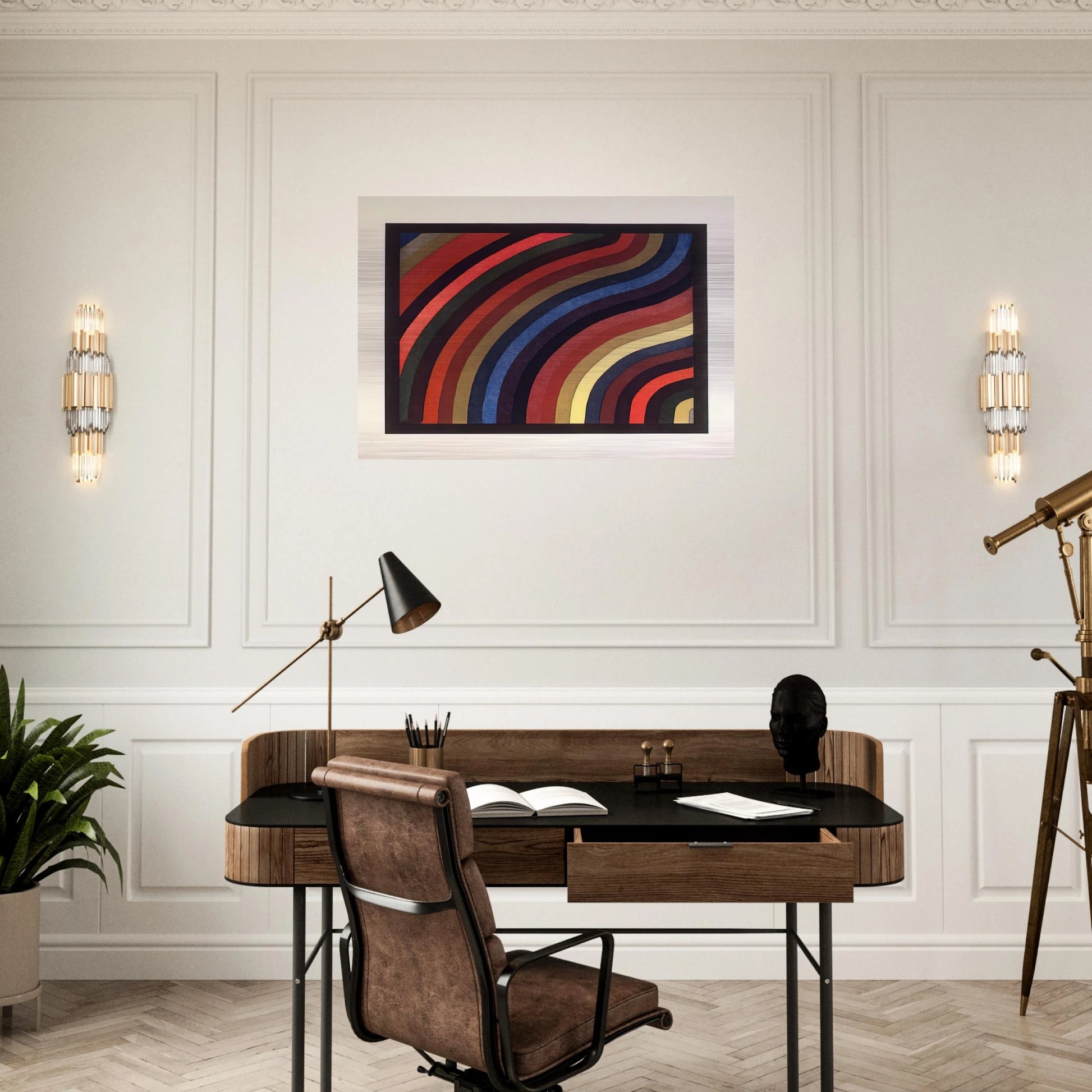 Two Centimeter Wavy Bands in Colors - Sol LeWitt Brushed Aluminum Print - 70x100 cm / 28x40 inches | Sol LeWitt Aluminum Print | Sol LeWitt Prints