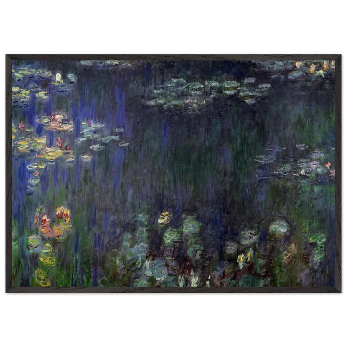 Water Lilies Green Reflection left half - claude monet 70x100 cm / 28x40 inches Framed Art Print – Black Wooden Frame