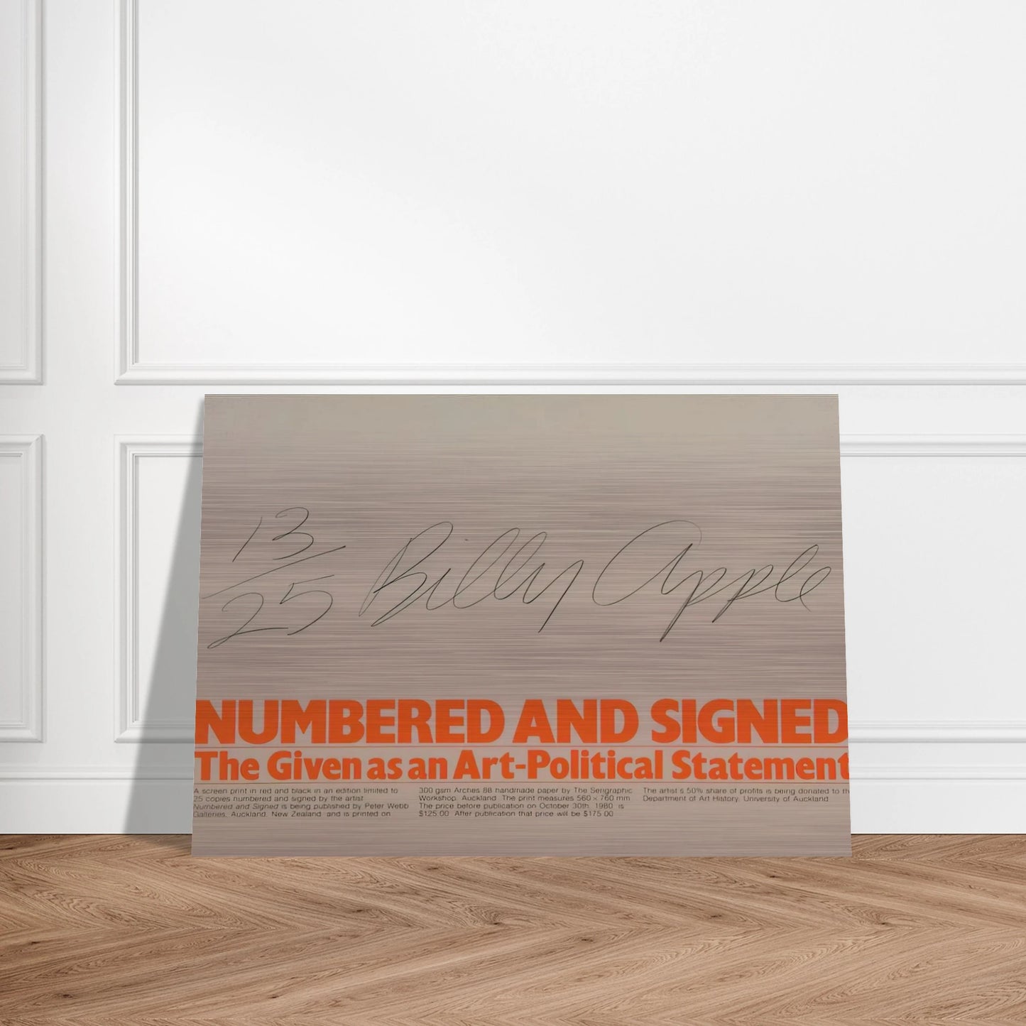 Numbered and Signed - 1980 - Billy Apple Brushed Aluminum Print - 70x100 cm / 28x40 inches | Billy Apple Aluminum Print | Billy Apple Prints