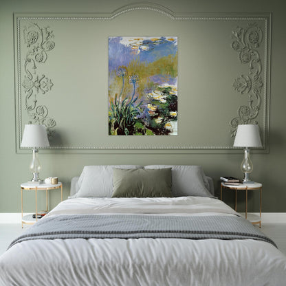 Agapanthus - claude monet Brushed Aluminum Print - 70x100 cm / 28x40 inches | claude monet Aluminum Print | claude monet Prints