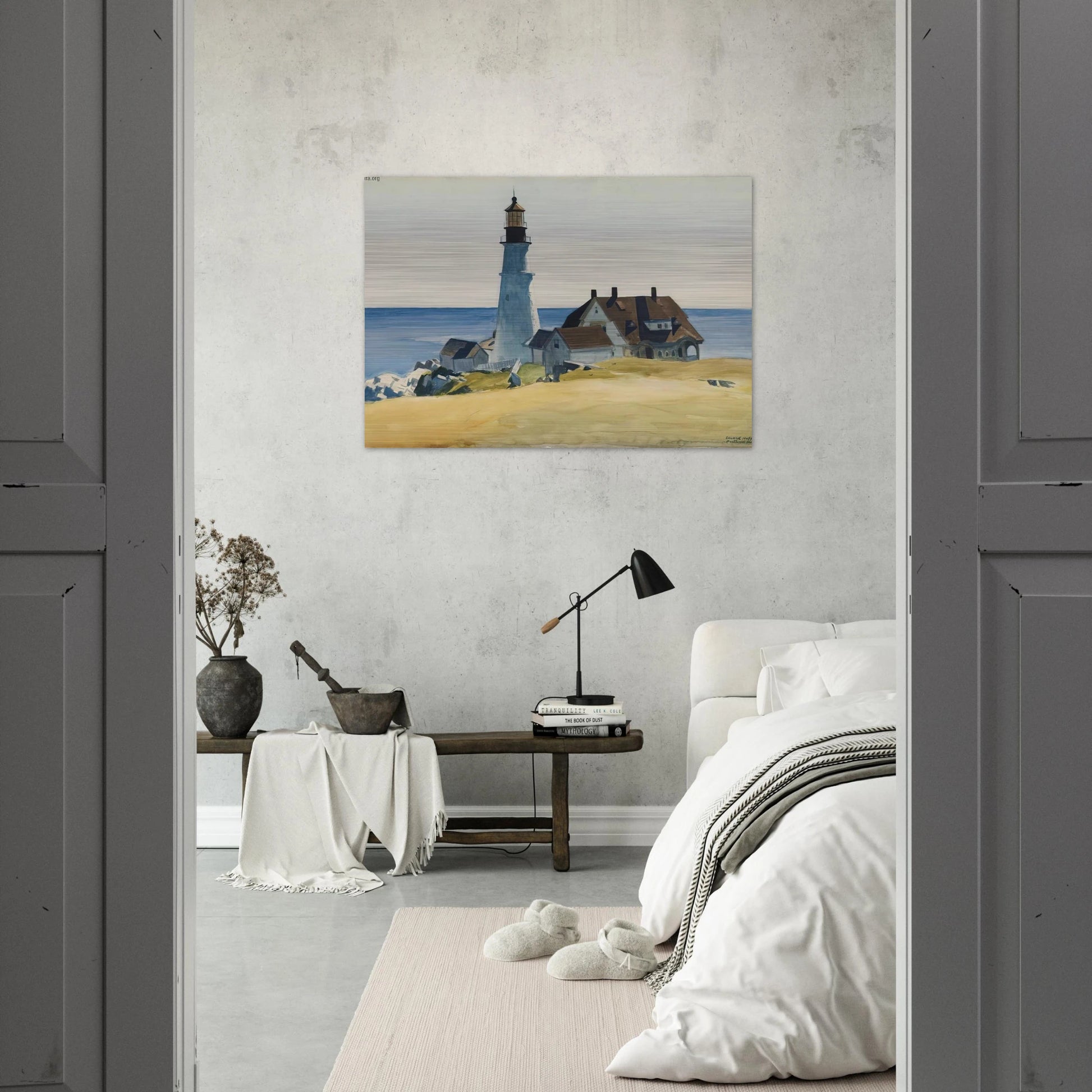 Lighthouse and Buildings, Portland Head, Cape Elizabeth, Maine - Edward Hopper Brushed Aluminum Print - 70x100 cm / 28x40 inches | Edward Hopper Aluminum Print | Edward Hopper Prints