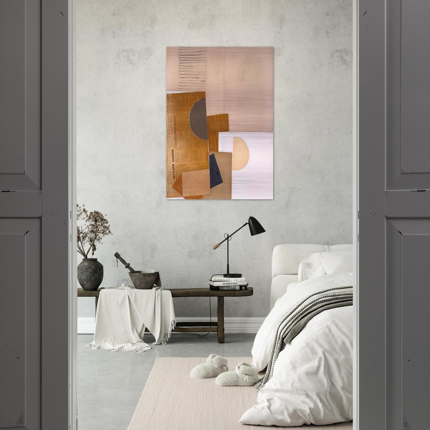 Abstract in White, Grey and Ochre - 1949 - Victor Pasmore Brushed Aluminum Print - 70x100 cm / 28x40 inches | Victor Pasmore Aluminum Print | Victor Pasmore Prints