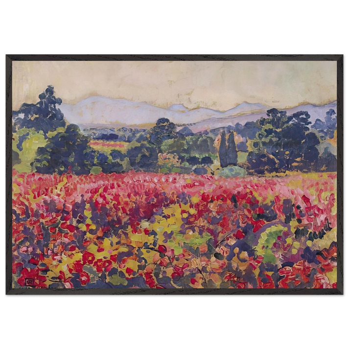 THE VINES IN SAINT CLAIR 1912 - Theo van Rysselberghe 70x100 cm / 28x40 inches Framed Art Print – Black Wooden Frame