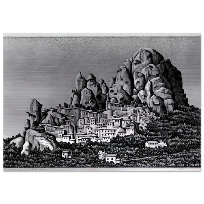 PENTEDATTIO CALABRIA OCTOBER 1930 1930 - MC Escher Brushed Aluminum Print - 70x100 cm / 28x40 inches | MC Escher Aluminum Print | MC Escher Prints | Maurits Cornelis Escher Prints