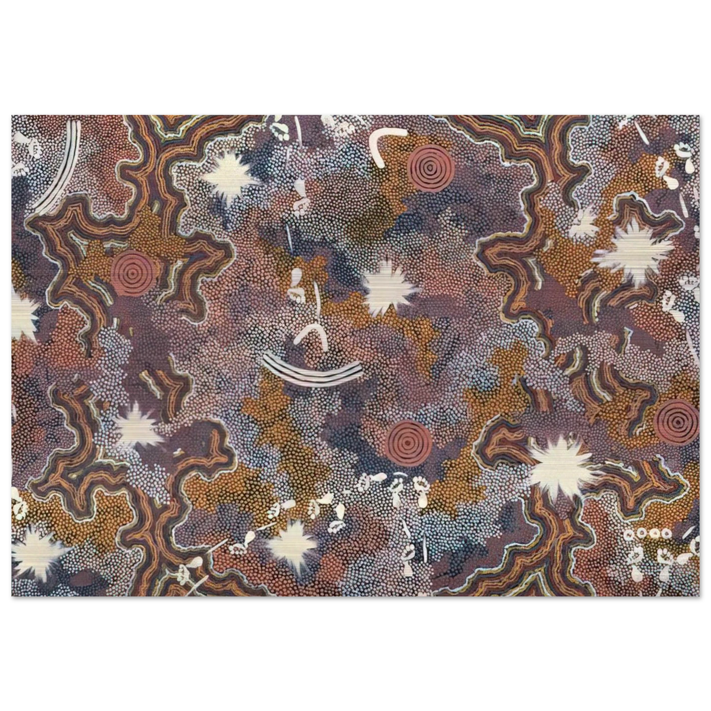 Ngarlu Red Hill - 1990 - Clifford Possum Tjapaltjarri Brushed Aluminum Print - 70x100 cm / 28x40 inches | Clifford Possum Tjapaltjarri Aluminum Print | Clifford Possum Tjapaltjarri Prints