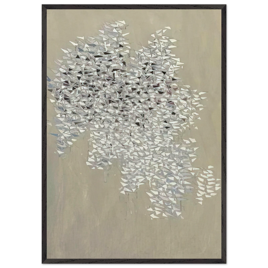 Vertical-Blue-Brown-White - 1984 - Robert Goodnough 70x100 cm / 28x40 inches Framed Art Print – Black Wooden Frame