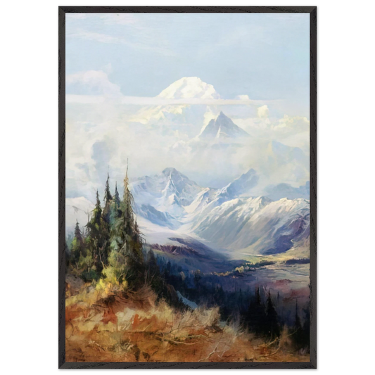 Mount McKinley in Mist - Romanticism - Sydney Laurence 70x100 cm / 28x40 inches Framed Art Print – Black Wooden Frame