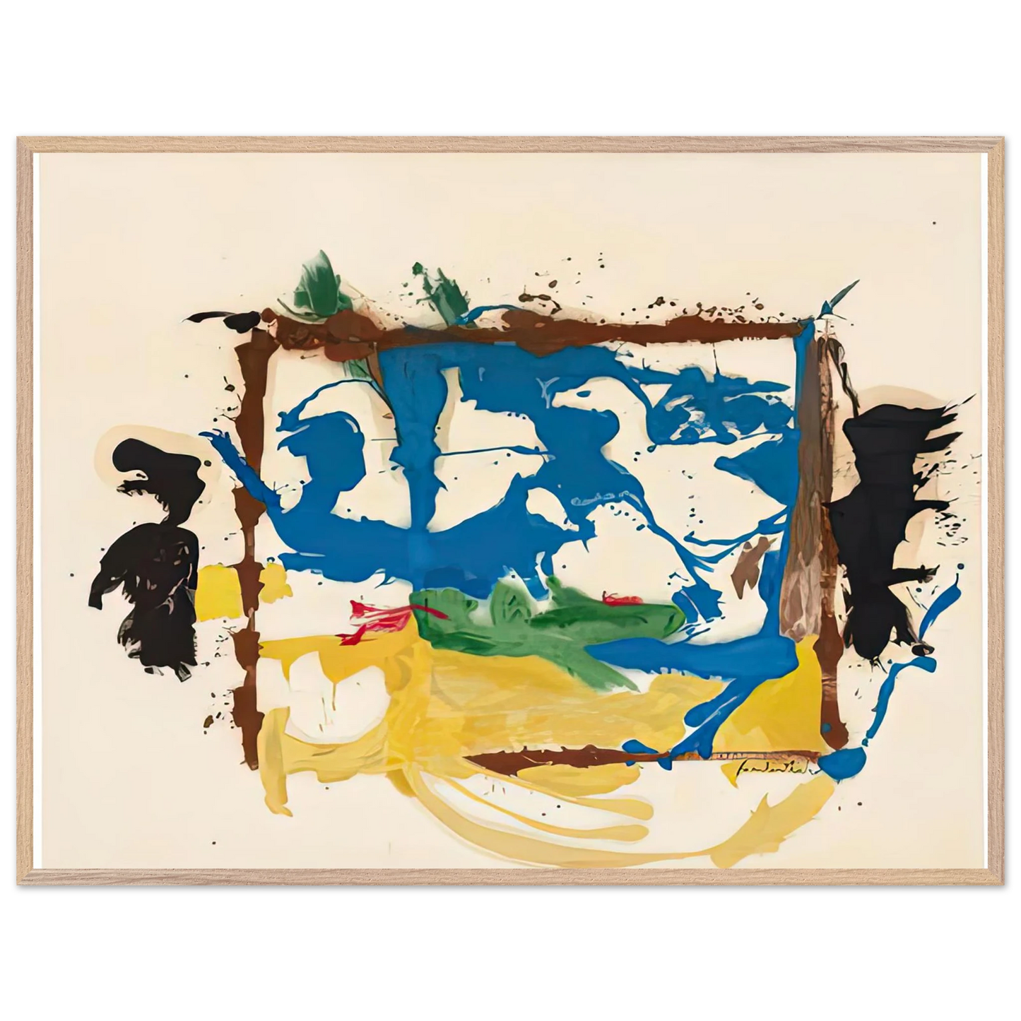 Helen Frankenthaler - Swan Lake I, 1961- Wall Art - 60x80 cm / 24x32 inches - Premium Wooden Framed Poster With Fine Art Paper-canvas - Black frame