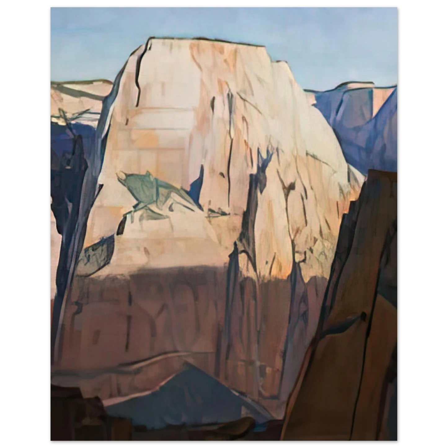 Maynard Dixon - GREAT WHITE THRONE ZION CANYON UTAH 1933 Wall art - 21x29.7 cm / 8x12" - Premium Wooden Framed Poster With Fine Art Paper-canvas - Black frame