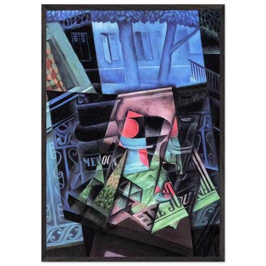 STILL LIFE BEFORE AN OPEN WINDOW PLACE RAVIGNAN 1915 - Juan Gris 70x100 cm / 28x40 inches Framed Art Print – Black Wooden Frame
