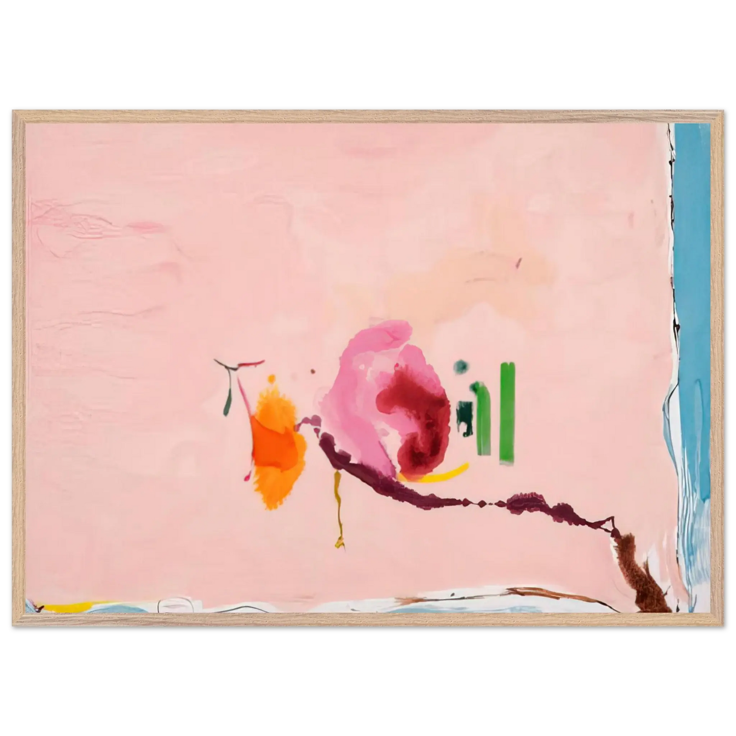 Helen Frankenthaler - Flirt - 1995 Wall art - 28x43  cm / XL (11x17 inches) - Premium Wooden Framed Poster With Fine Art Paper - Wood frame