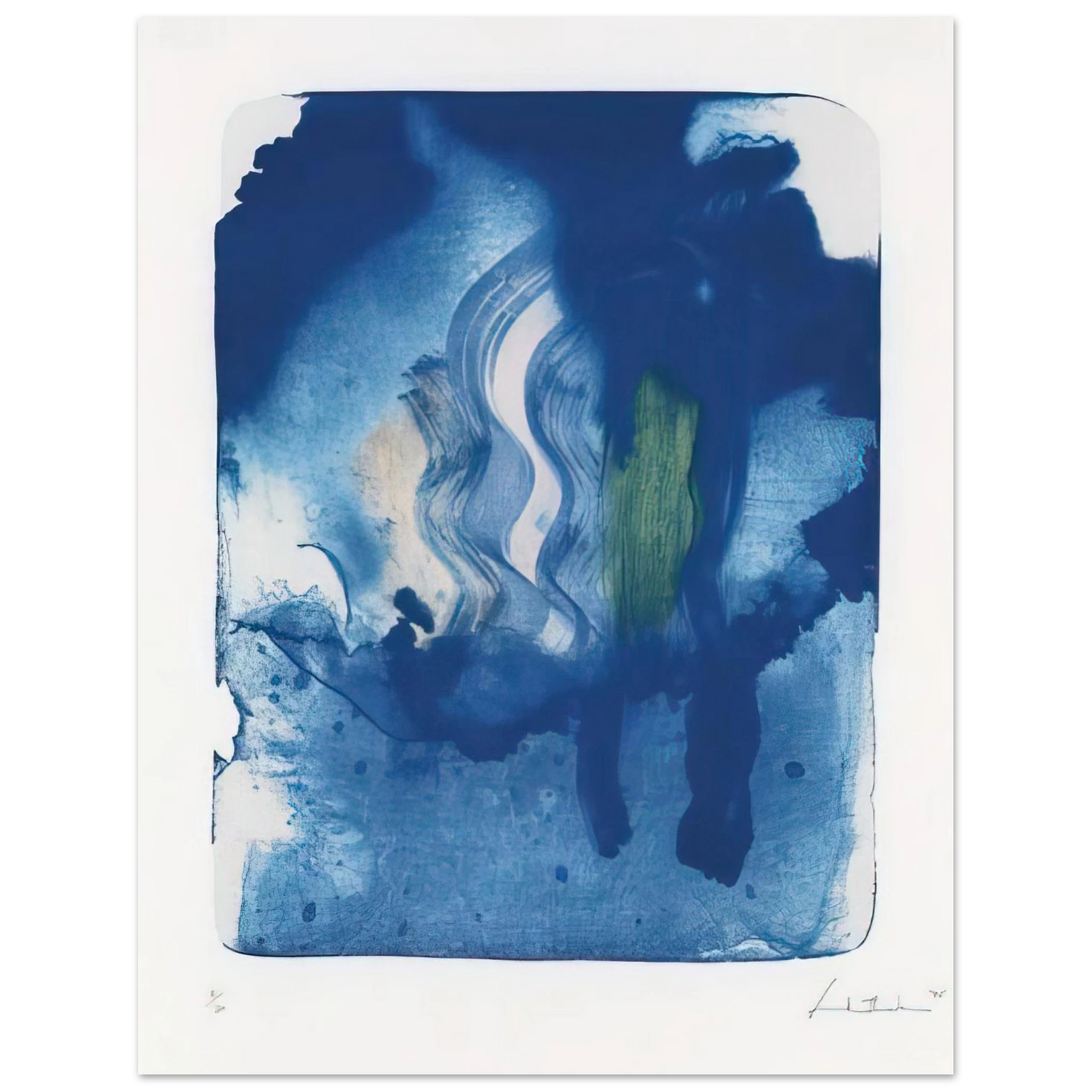 Helen Frankenthaler - Reflections V - 1995 Wall art - 40x50 cm / 16x20 inches - Premium Wooden Framed Poster With Fine Art Paper-canvas - White frame