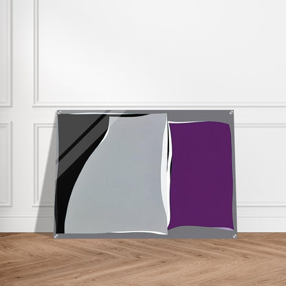 Black  Gray Curves with Purple - 1960 - Karl Benjamin Acrylic Print - 70x100 cm / 28x40″ inches | Karl Benjamin Wall Art | Karl Benjamin Prints