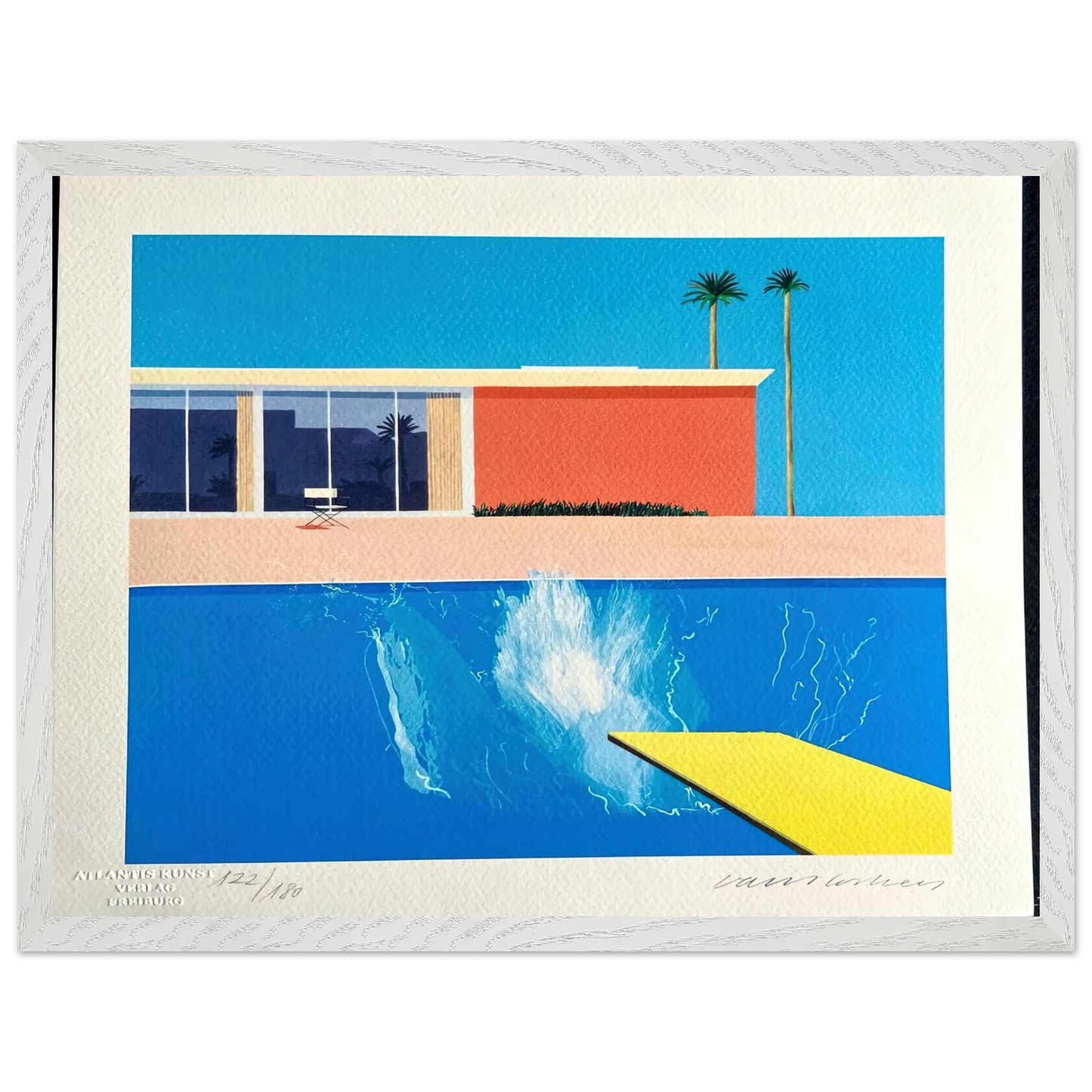 David Hockney - David Hockney Wall art - 28x43  cm / XL (11x17 inches) - Premium Wooden Framed Poster With Fine Art Paper-canvas - White frame
