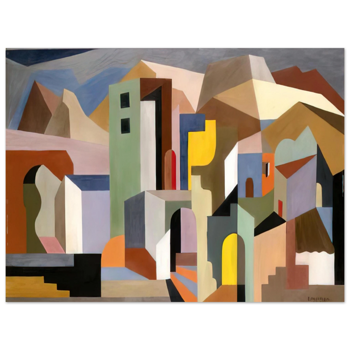 Enrico Prampolini - ARCHITECTURAL FORM OF FUTURE IDEAL LANDSCAPE 1921  75x100 cm / 30x40inches Fine Art Poster