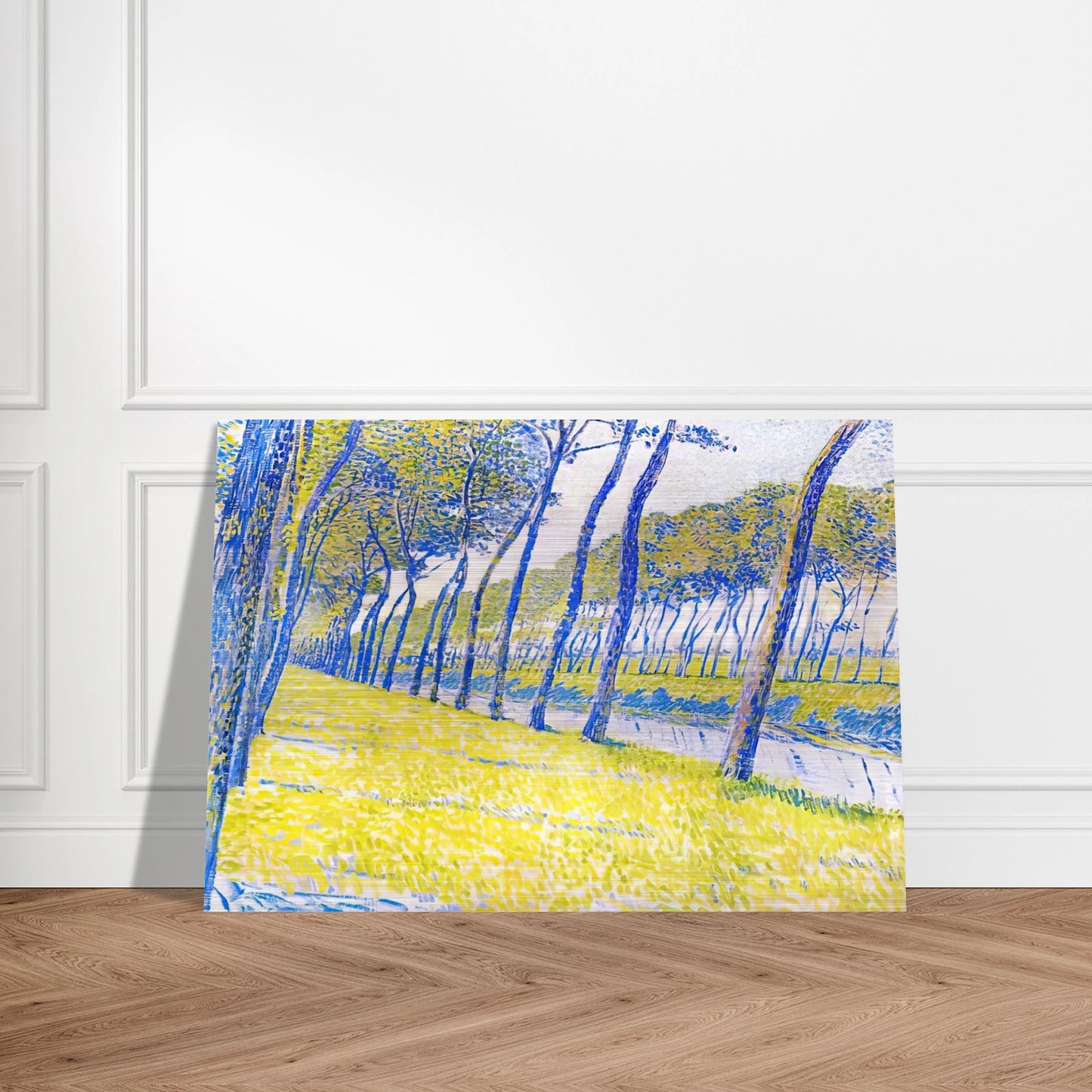 CANAL IN FLANDERS 1894 - Theo van Rysselberghe Brushed Aluminum Print - 70x100 cm / 28x40 inches | Theo van Rysselberghe Aluminum Print | Theo van Rysselberghe Prints