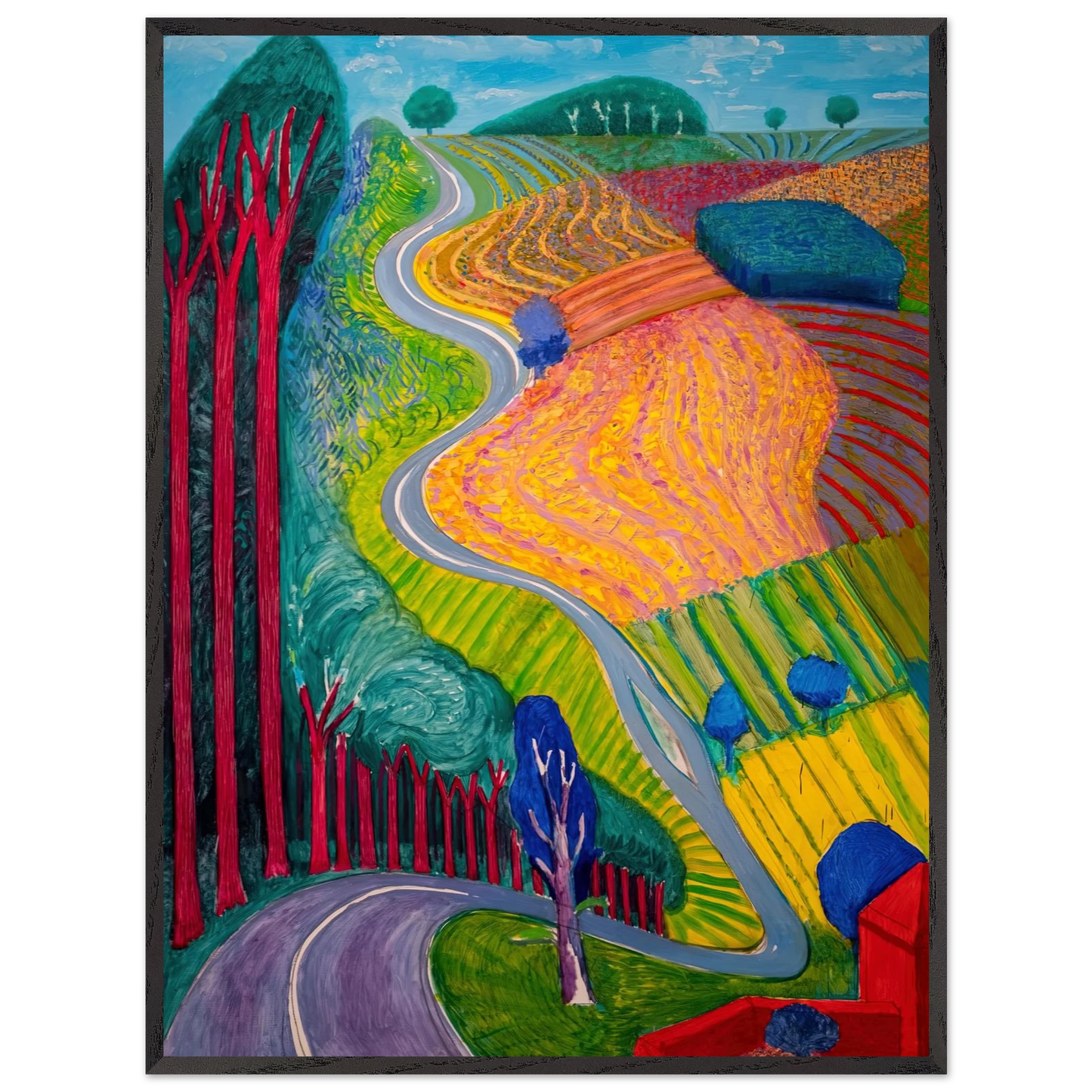 David Hockney - David Hockney Wall art - 15x20 cm / 6x8 inches - Premium Wooden Framed Poster With Fine Art Paper-canvas - Black frame