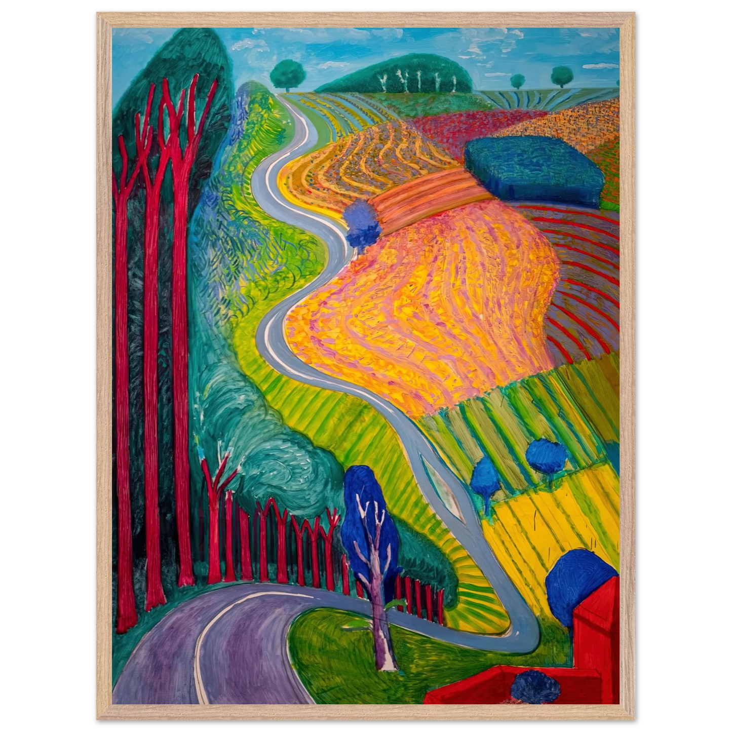 David Hockney - David Hockney Wall art - 30x45 cm / 12x18 inches - Premium Wooden Framed Poster With Fine Art Paper-canvas - White frame