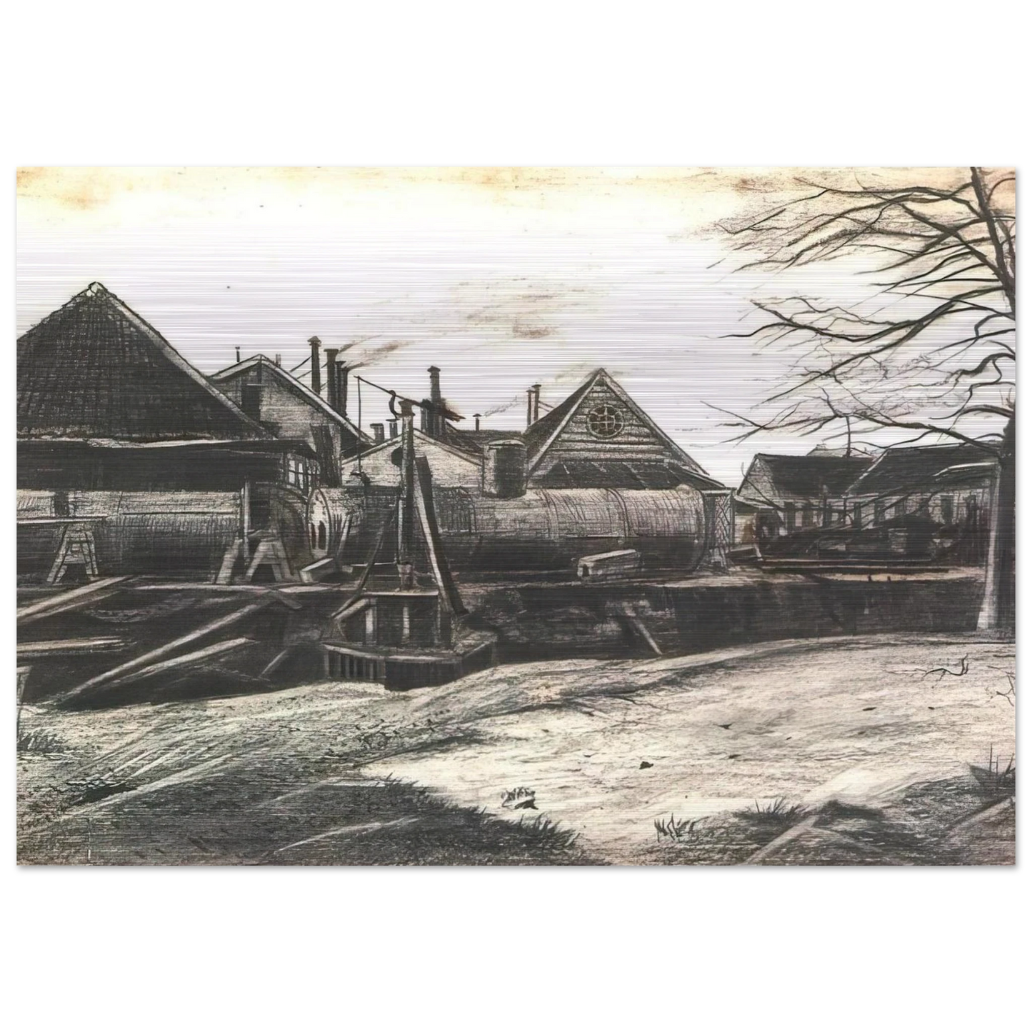 Factory - Vincent van Gogh Brushed Aluminum Print - 70x100 cm / 28x40 inches | Vincent van Gogh Aluminum Print | Vincent van Gogh Prints