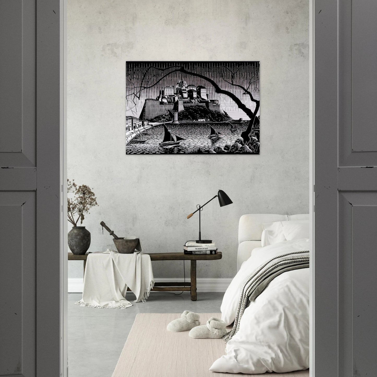 CITADEL OF CALVI CORSICA - MC Escher Brushed Aluminum Print - 70x100 cm / 28x40 inches | MC Escher Aluminum Print | MC Escher Prints