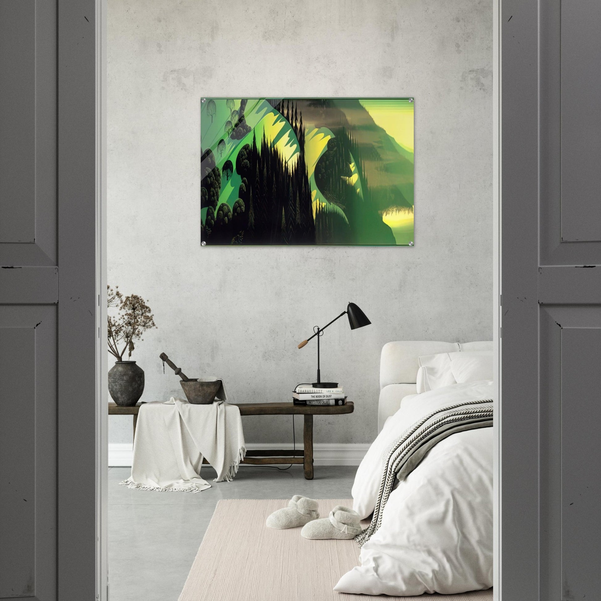 Three Pastures by the Sea - Eyvind Earle Acrylic Print - 70x100 cm / 28x40″ inches