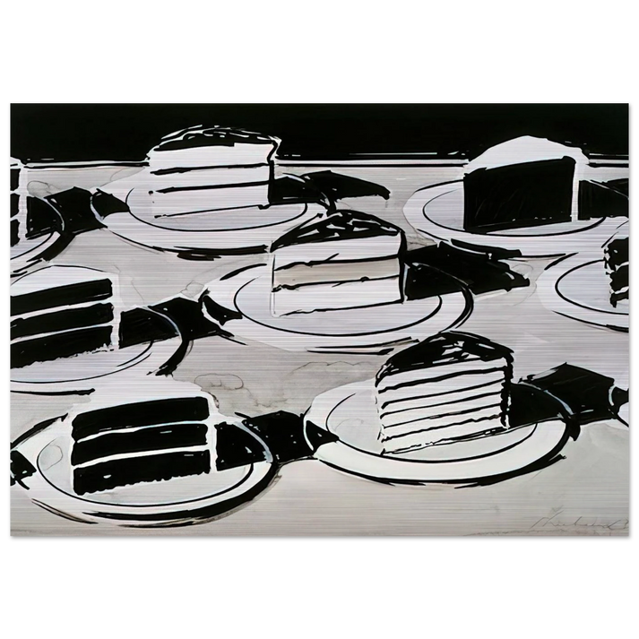 Cake Slices - 1963 - Wayne Thiebaud Brushed Aluminum Print - 70x100 cm / 28x40 inches | Wayne Thiebaud Aluminum Print | Wayne Thiebaud Prints