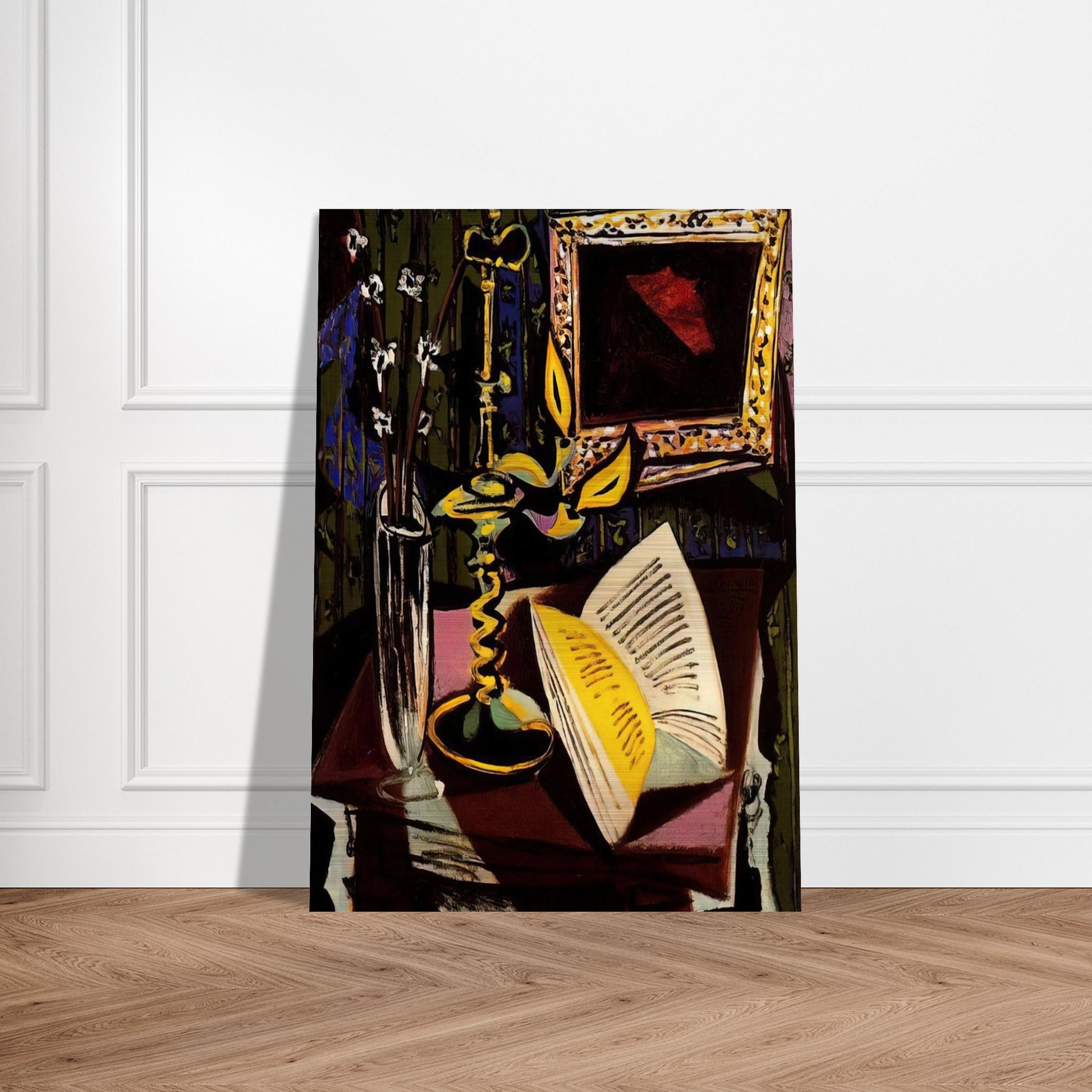 Still life with candlestick - 1937 - Pablo Picasso Brushed Aluminum Print - 70x100 cm / 28x40 inches | Pablo Picasso Aluminum Print | Pablo Picasso Prints