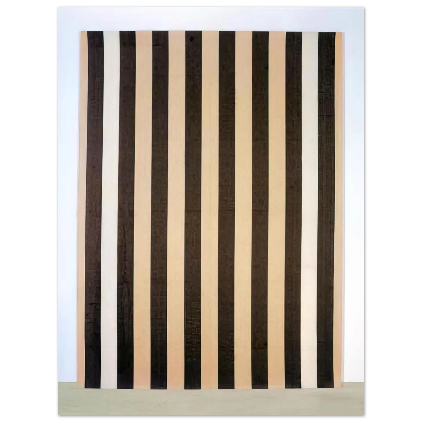Daniel Buren - Peinture acrylique blanche sur tissu rayÃƒÂ© blanc et marron - 1972  75x100 cm / 30x40inches Fine Art Poster