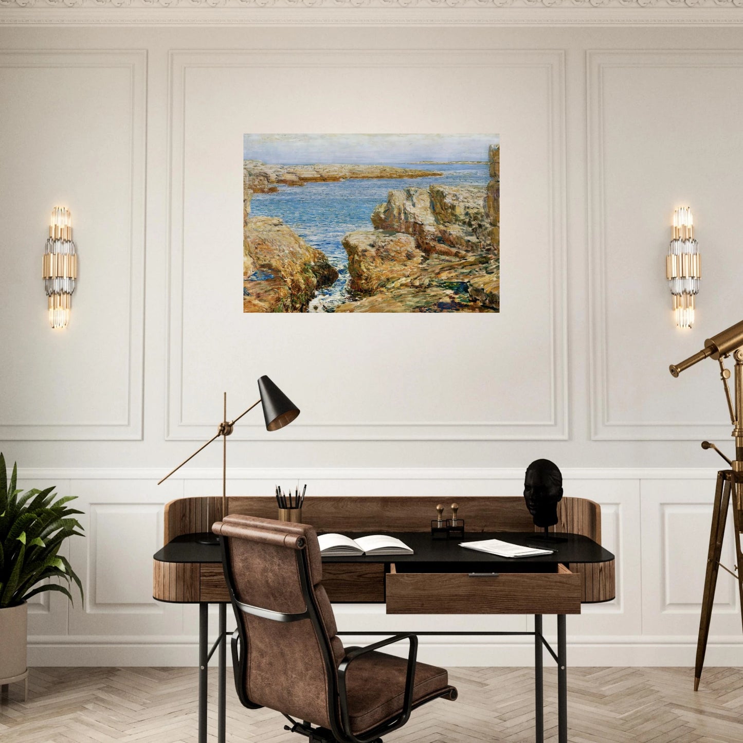 Coast Scene, Isles of Shoals - Childe Hassam Brushed Aluminum Print - 70x100 cm / 28x40 inches | Childe Hassam Aluminum Print | Childe Hassam Prints
