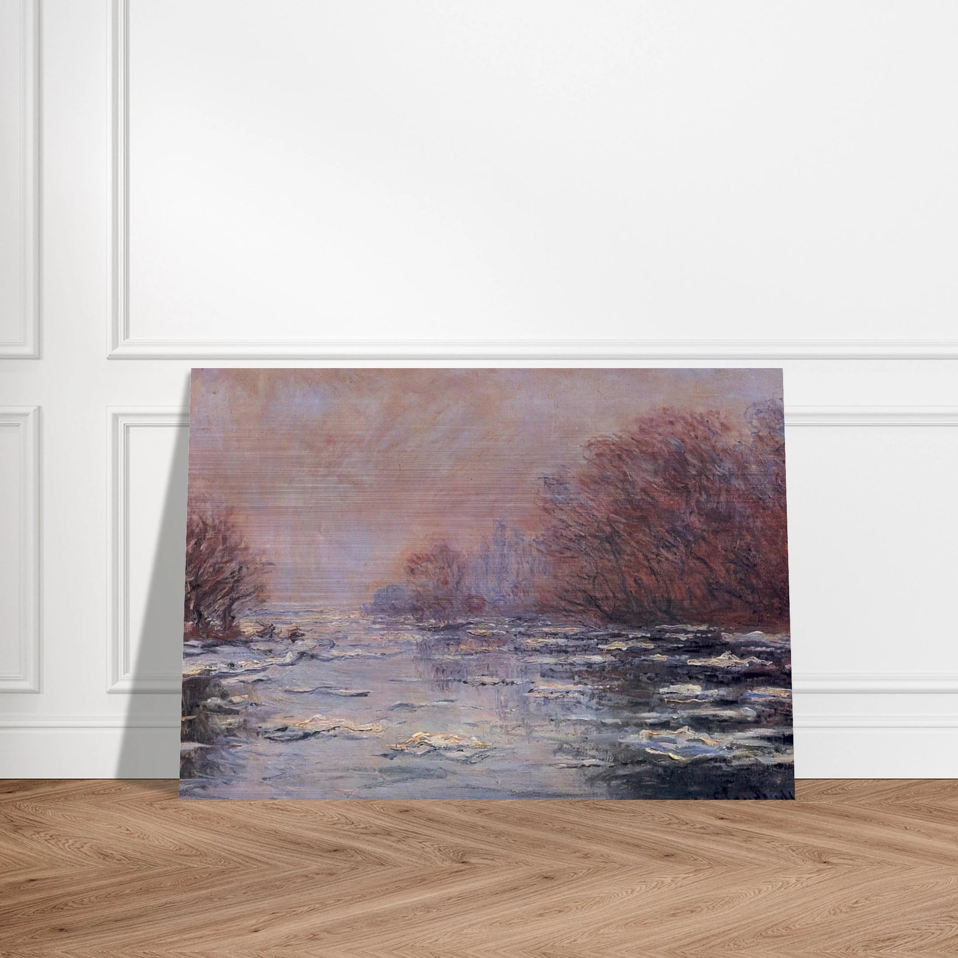 River Thawing near Vetheuil - claude monet Brushed Aluminum Print - 70x100 cm / 28x40 inches | claude monet Aluminum Print | claude monet Prints