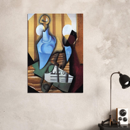STILL LIFE WITH BOTTLE AND GLASS 1914 - Juan Gris Brushed Aluminum Print - 70x100 cm / 28x40 inches | Juan Gris Aluminum Print | Juan Gris Prints