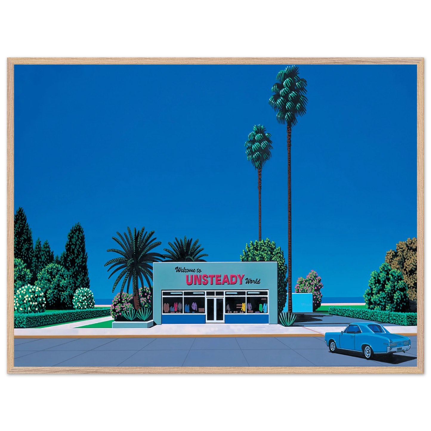 Hiroshi Nagai - Unsteady World Wall Art - 21x29.7 cm / 8x12" - Premium Wooden Framed Poster With Fine Art Paper - Wood frame
