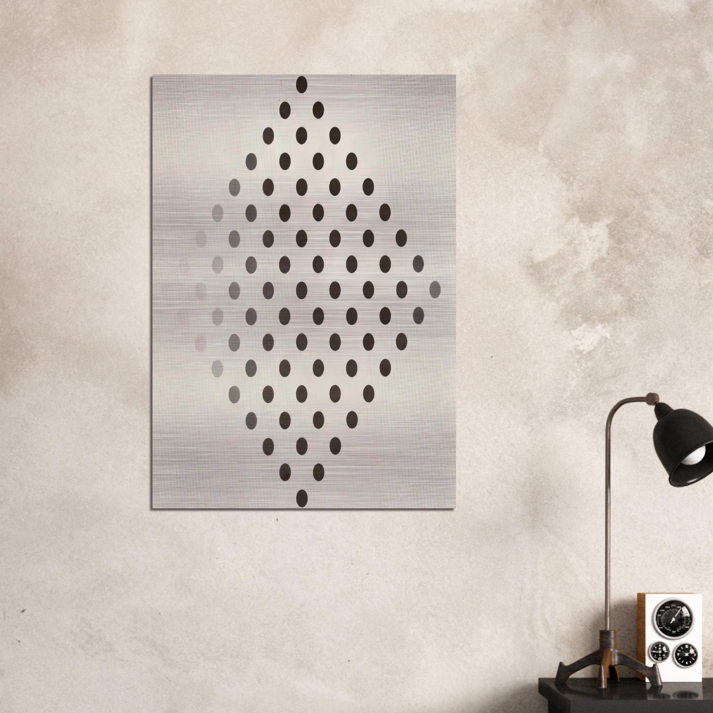 BLACK TO WHITE DISKS 1952 - Bridget Riley Brushed Aluminum Print - 70x100 cm / 28x40 inches | Bridget Riley Aluminum Print | Bridget Riley Prints